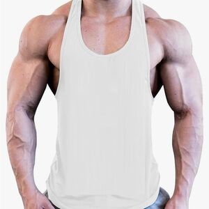Men’s Stringer Tank Tops Y-Back Bodybuilding Muscle Sleeveless Gym Fitness Large